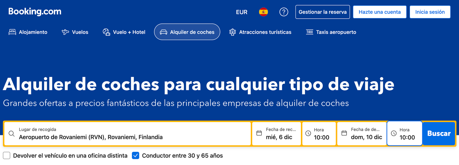 alquiler de coche Booking
