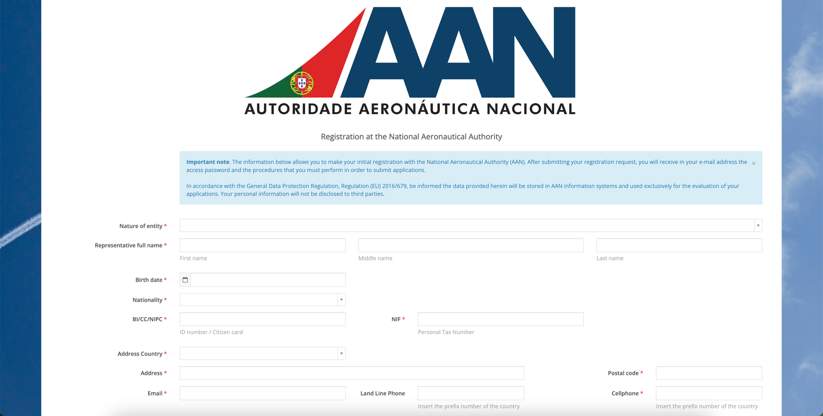 registro web ANAC Portugal